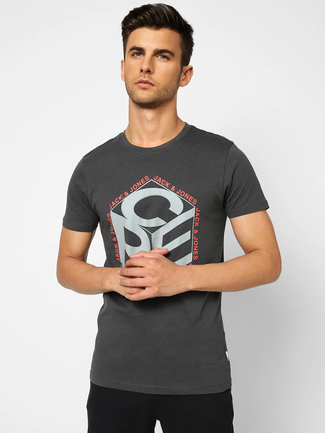 Black Typographic Print Crew Neck T-shirt - Image 2