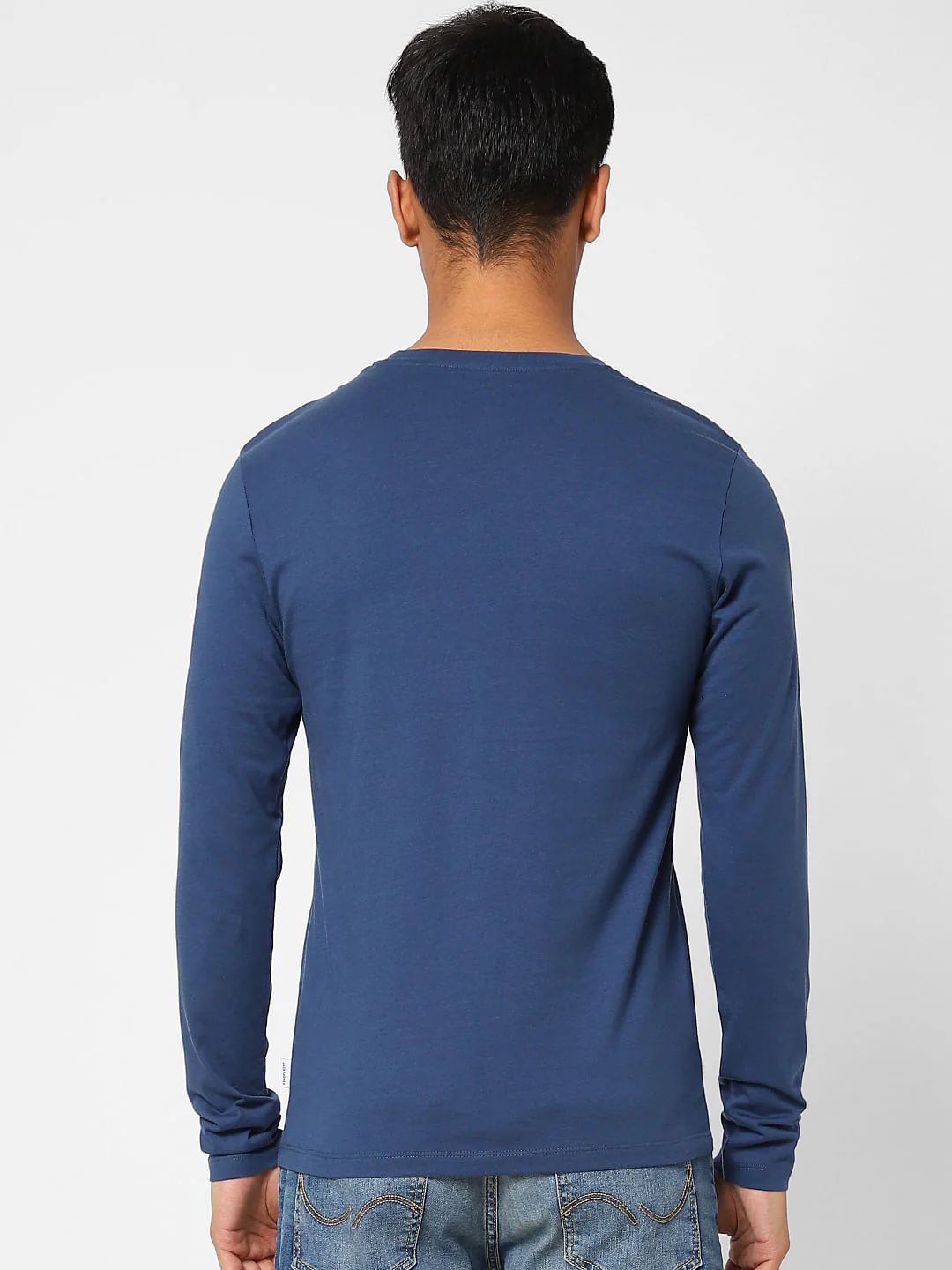 Dark Blue Logo Print Crew Neck T-shirt - Image 4
