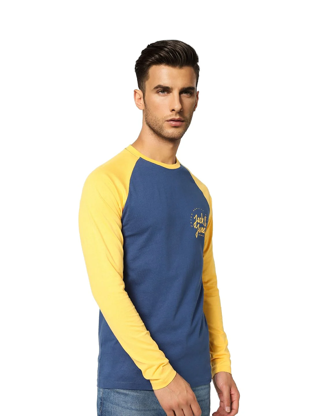 Blue Colourblocked Crew Neck T-shirt - Image 3