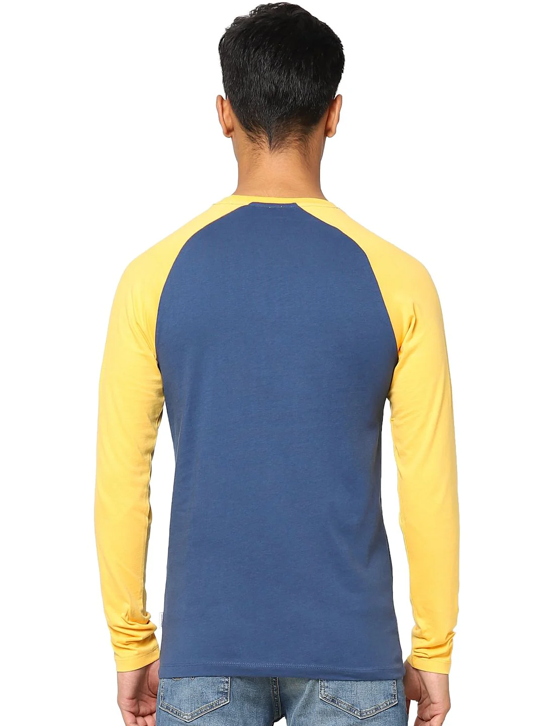 Blue Colourblocked Crew Neck T-shirt - Image 4