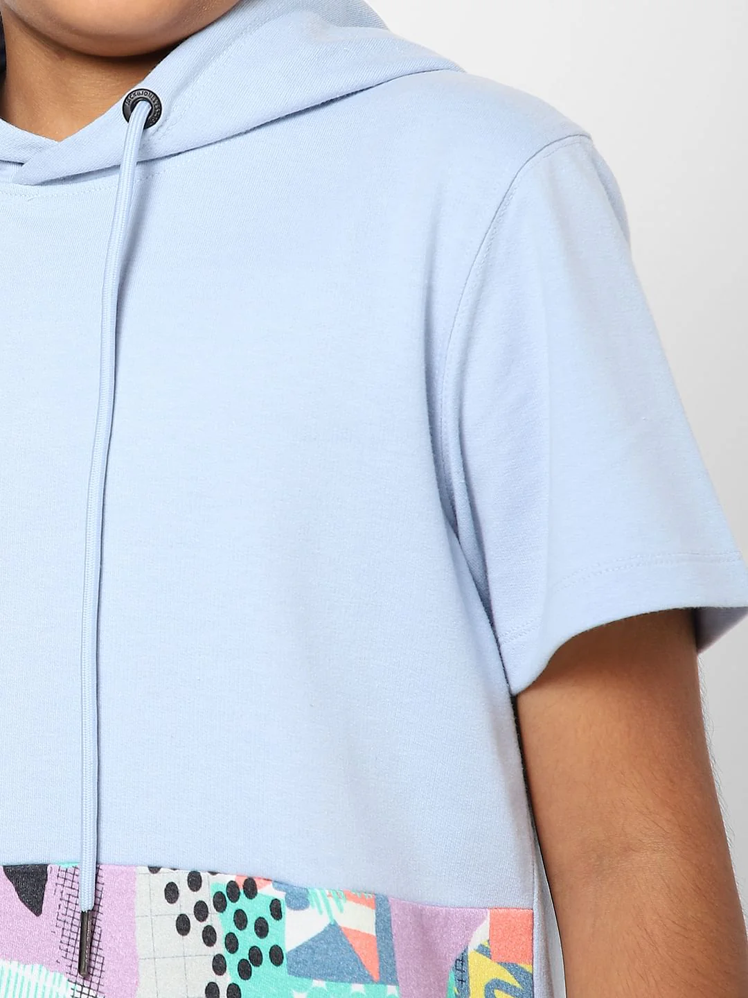 Boys Blue Printed Co-ord Hooded T-shirt - Image 5