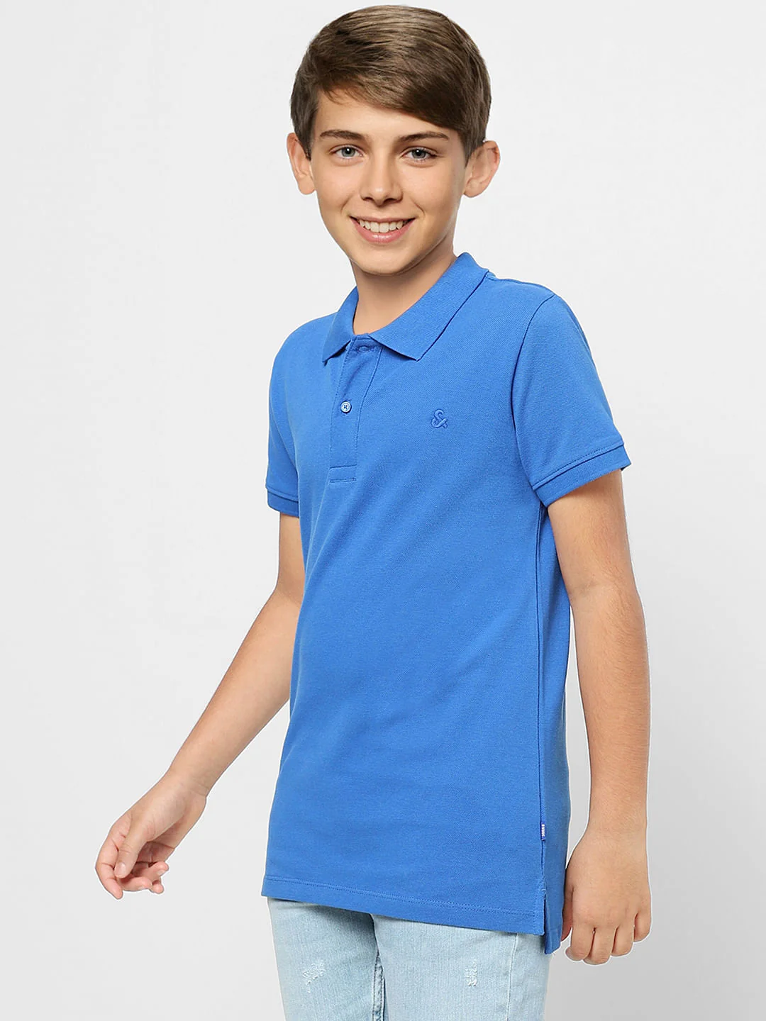 Boys Blue Polo Neck T-shirt - Image 3