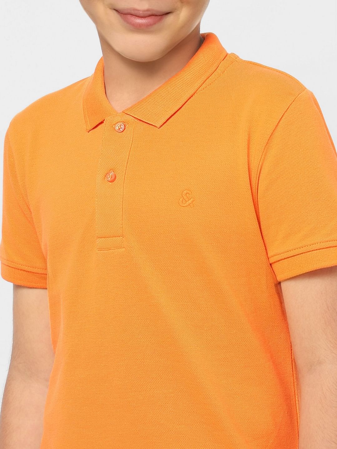 Boys Orange Polo Neck T-shirt - Image 5