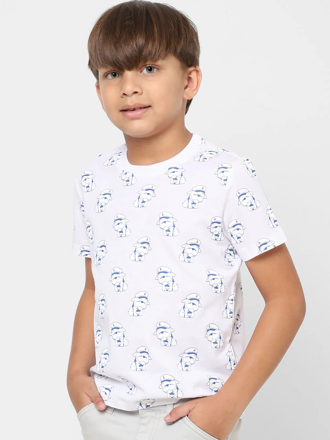 BOYS White Printed Crew Neck T-shirt - Image 2
