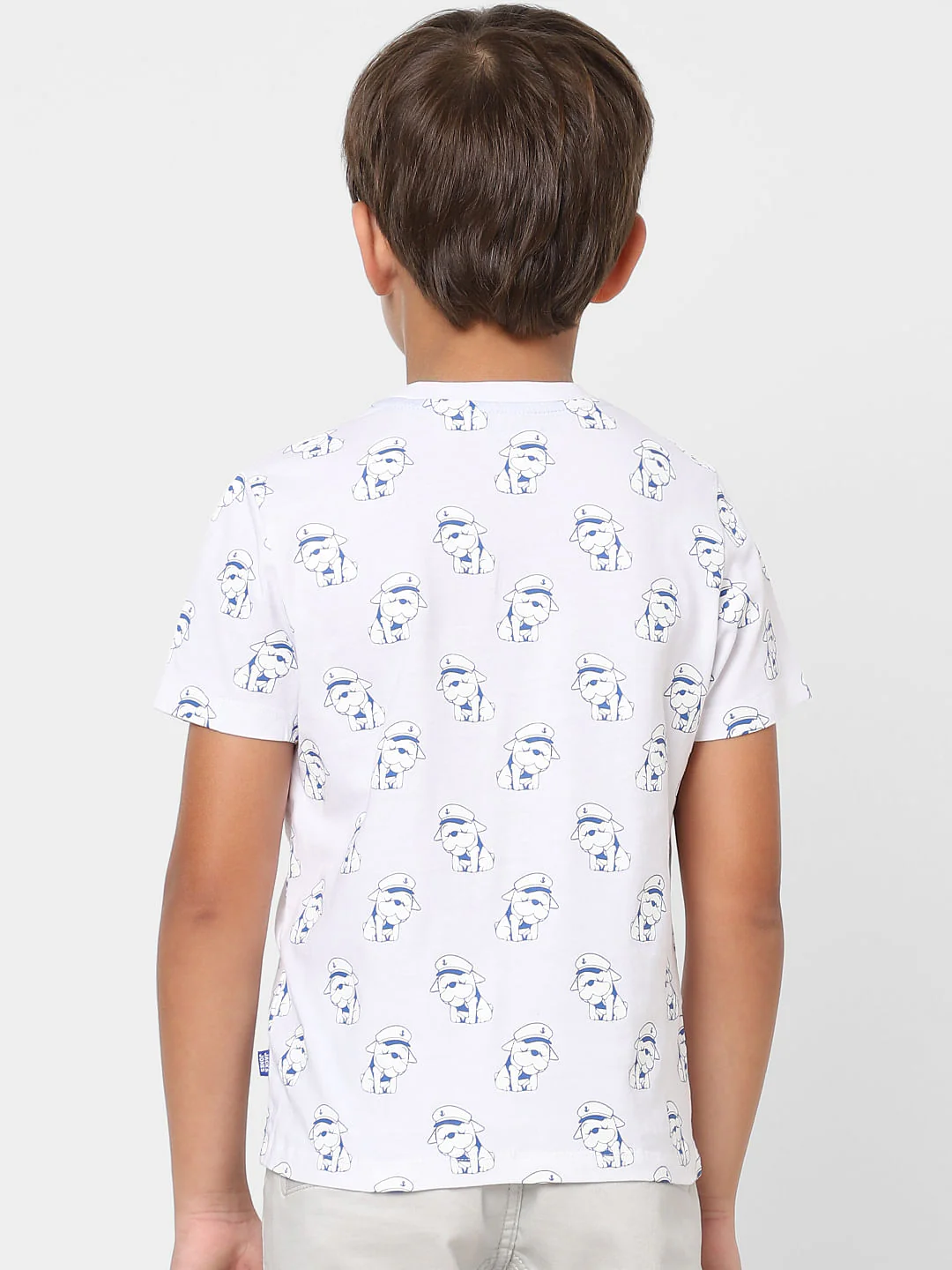 BOYS White Printed Crew Neck T-shirt - Image 3