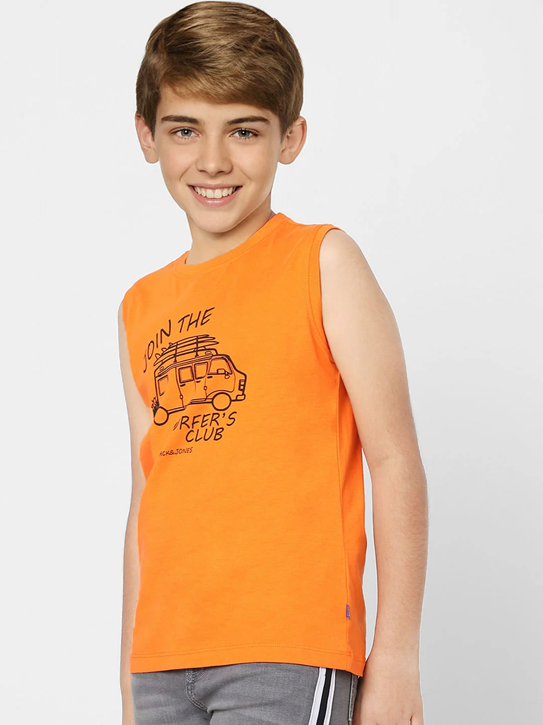 Boys Orange Graphic Print Crew Neck T-shirt - Image 3