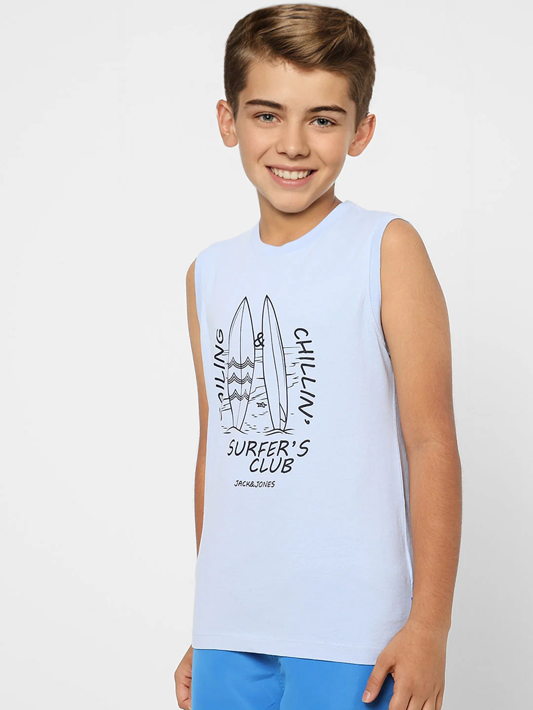 Boys Blue Graphic Print Crew Neck T-shirt - Image 3