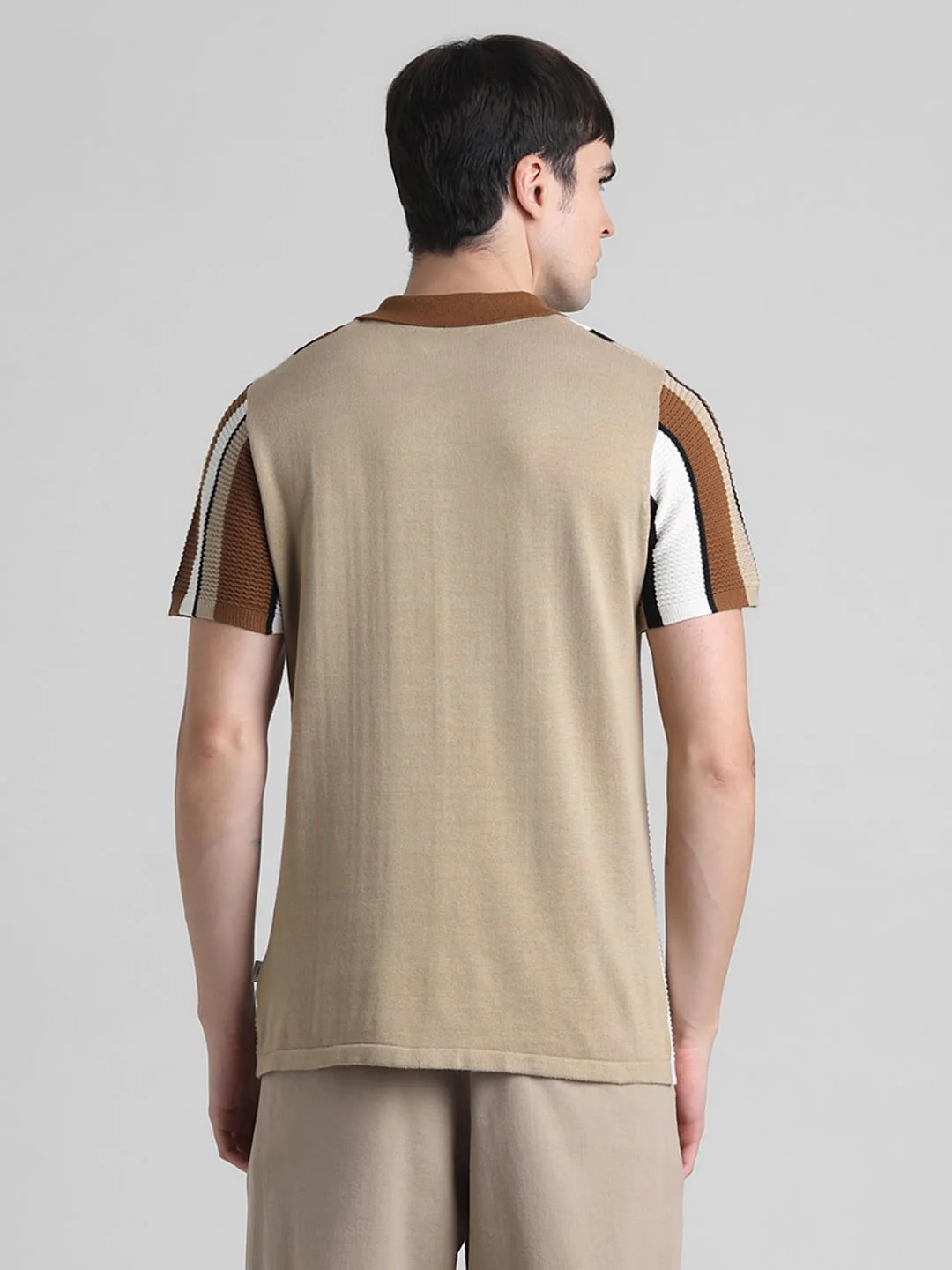 Brown Striped Knitted Polo - Image 4