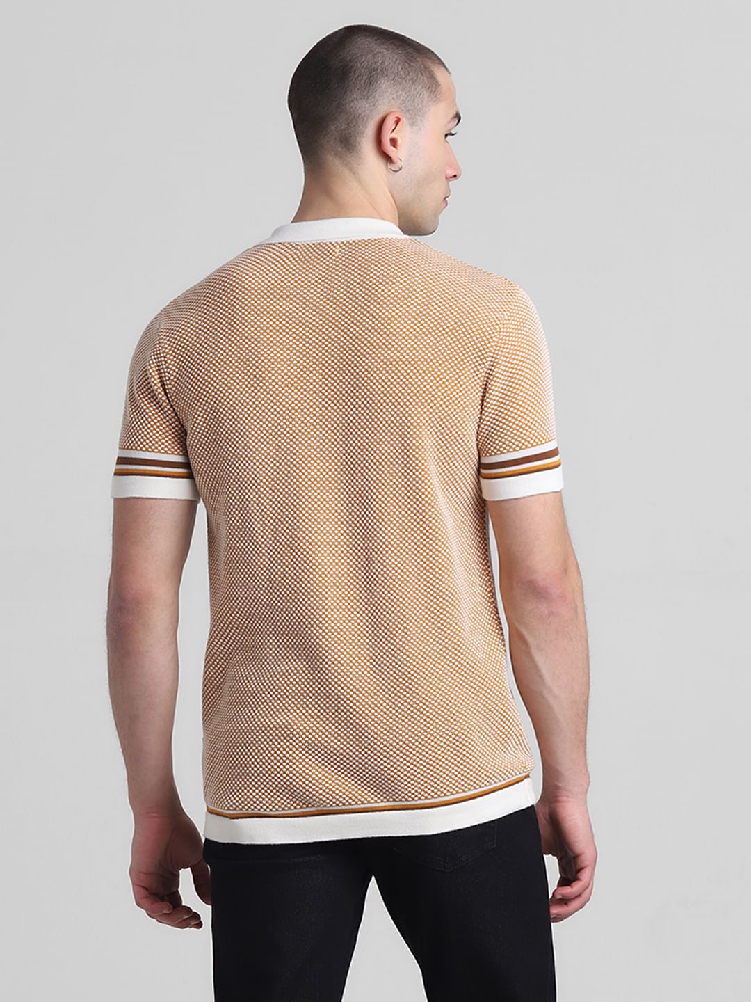 Yellow Front Open Jacquard Polo - Image 4