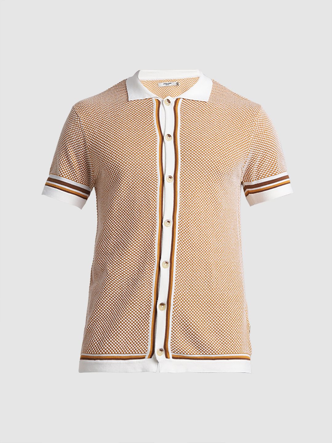 Yellow Front Open Jacquard Polo - Image 7