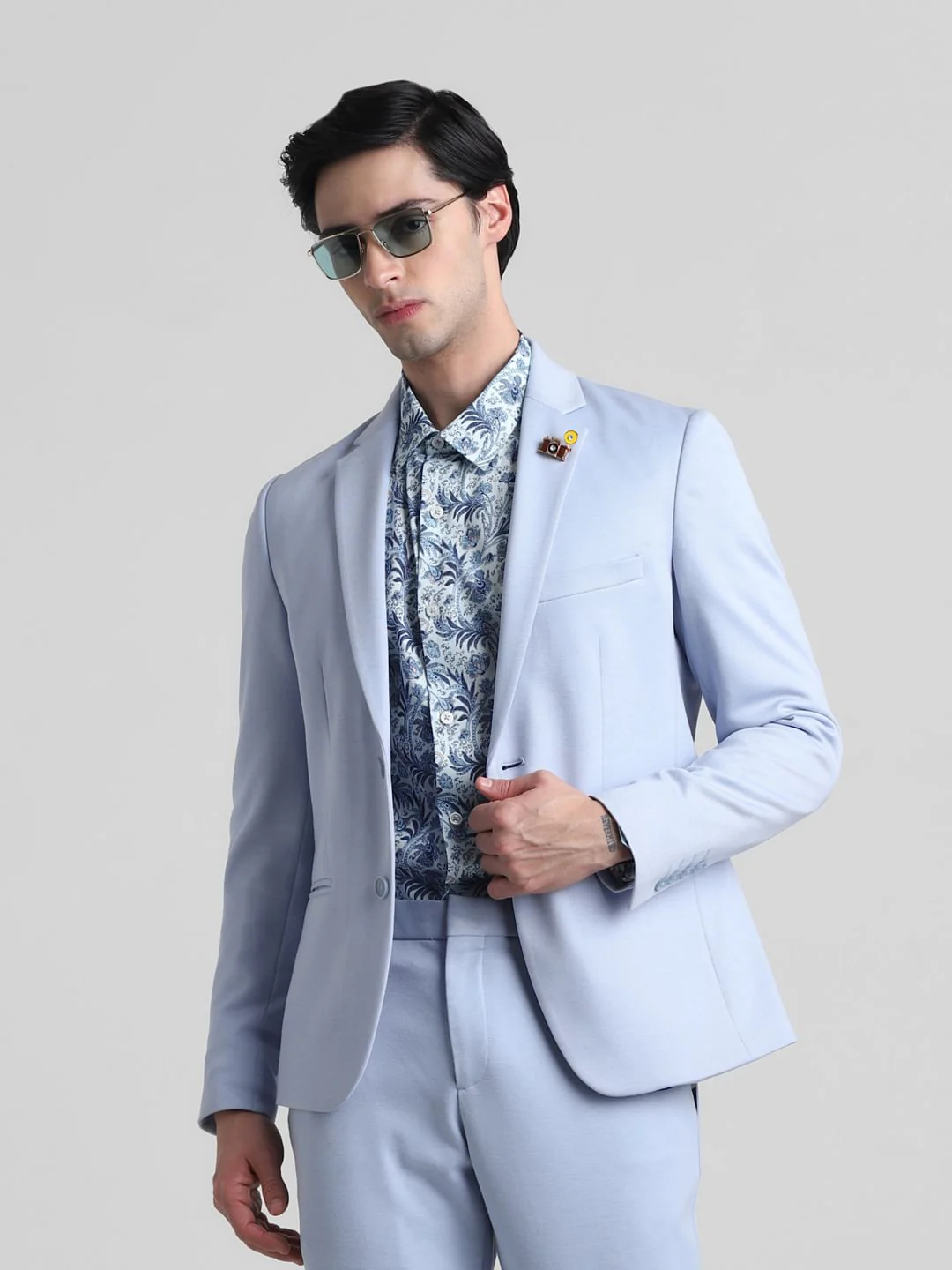Light Blue Knitted Co-ord Set Blazer