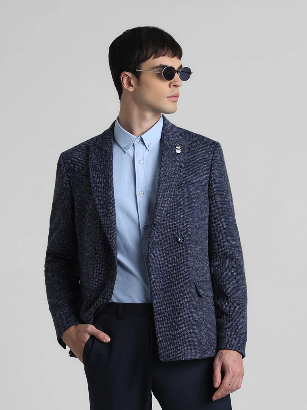 Navy Plain Slim Fit Blazer