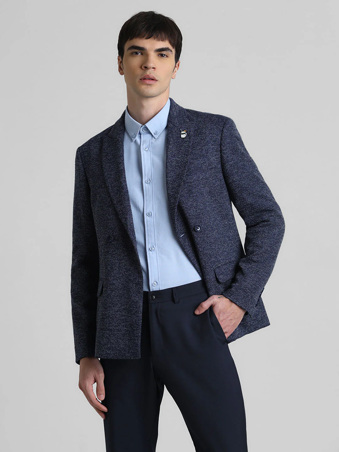 Navy Plain Slim Fit Blazer - Image 2