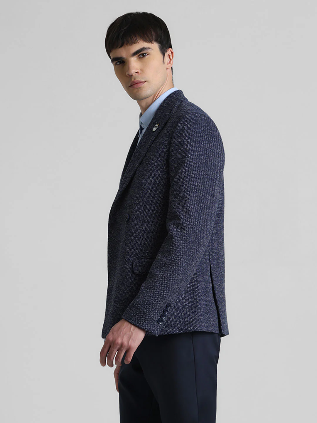 Navy Plain Slim Fit Blazer - Image 3