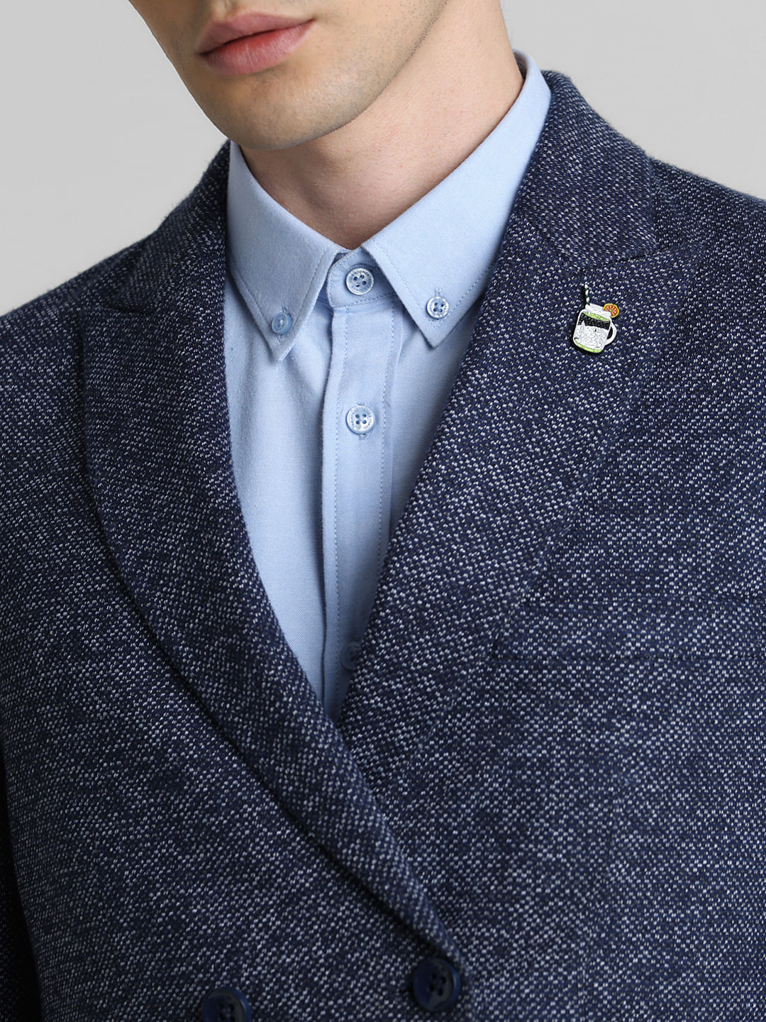 Navy Plain Slim Fit Blazer - Image 5