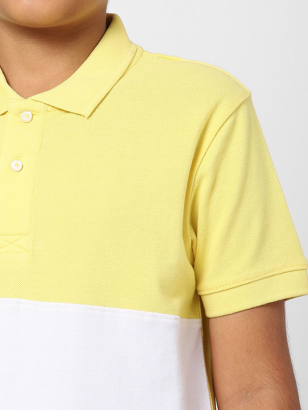 Boys Yellow Colourblocked Polo Neck T-shirt - Image 5