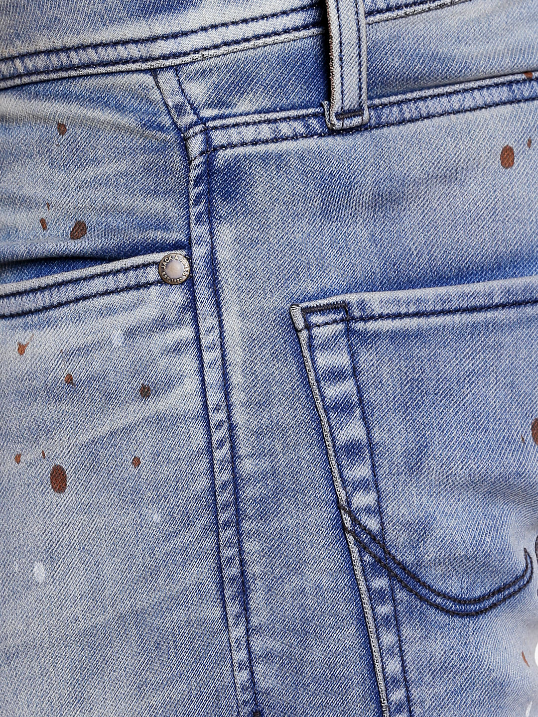 Blue Mid Rise Glenn Splash Print Slim Fit Jeans - Image 6