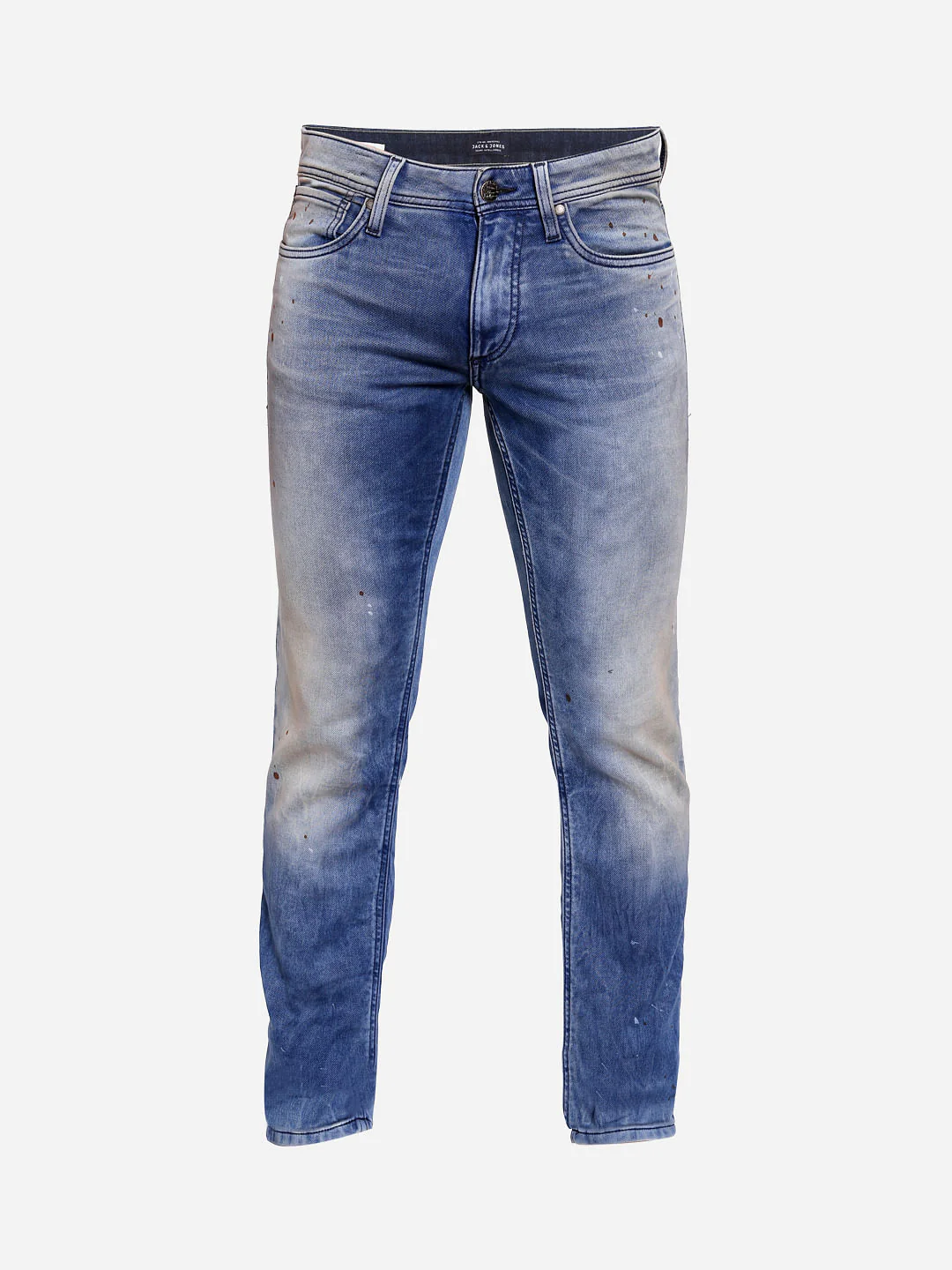 Blue Mid Rise Glenn Splash Print Slim Fit Jeans - Image 7