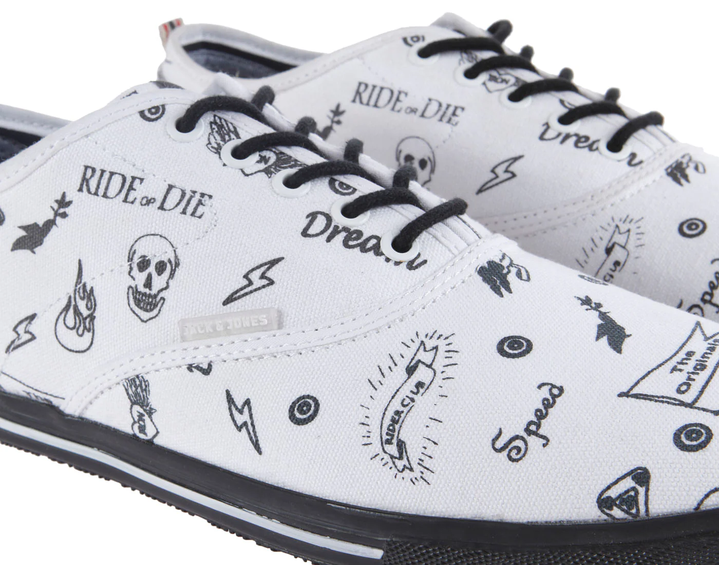 White Graphic Print Sneakers - Image 5