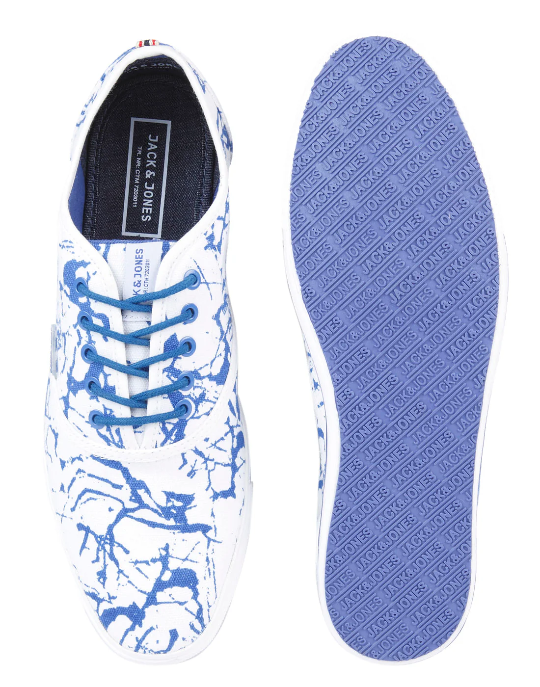Blue & White All Over Print Sneakers - Image 3