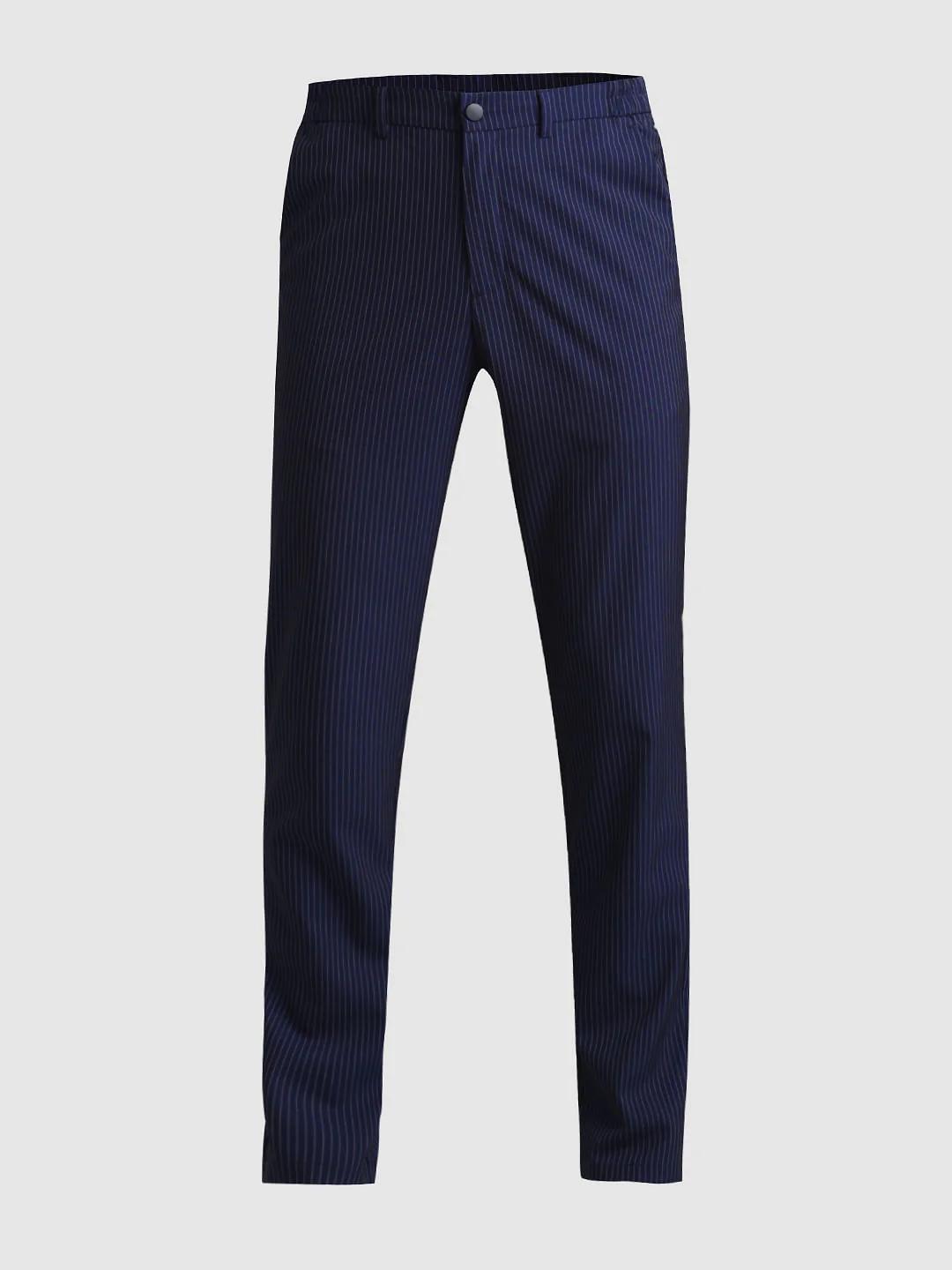 Navy Blue Mid Rise Striped Trousers - Image 6