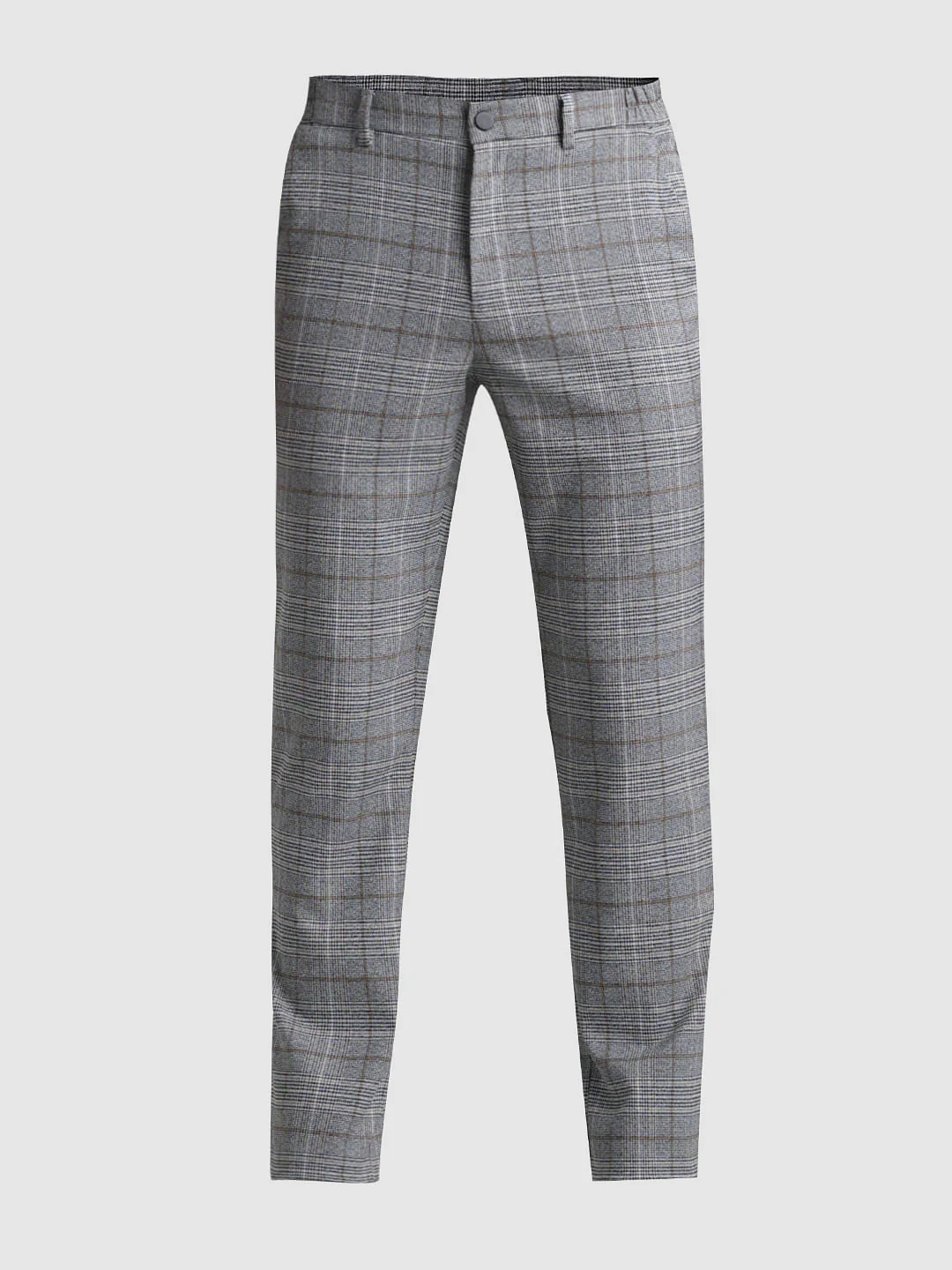 Grey Mid Rise Check Trousers - Image 6