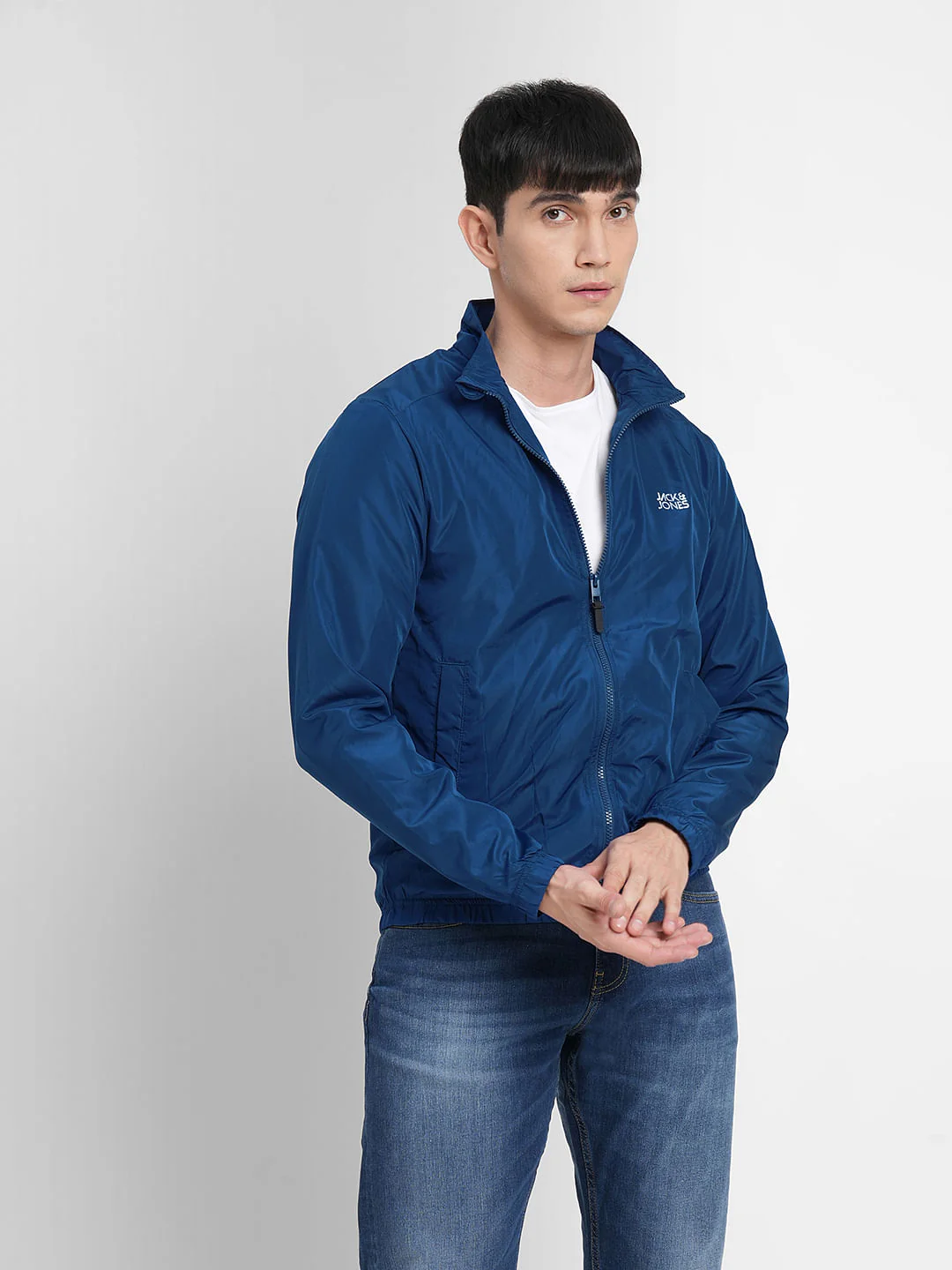 Blue Logo Print Windbreaker Jacket - Image 2