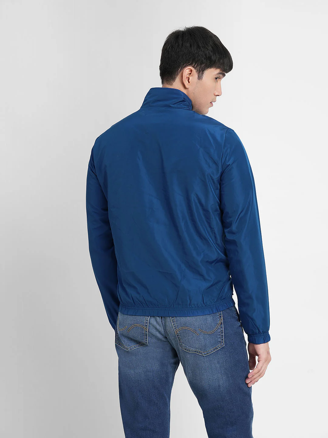 Blue Logo Print Windbreaker Jacket - Image 4