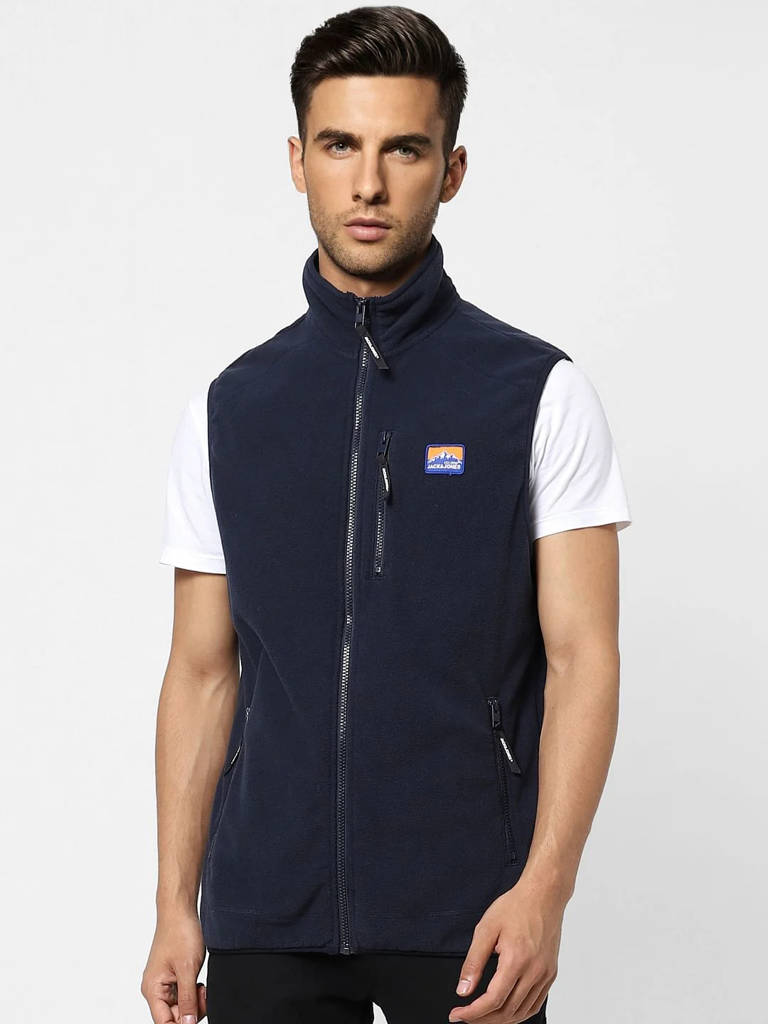 Navy Blue Polar Vest Jacket - Image 2