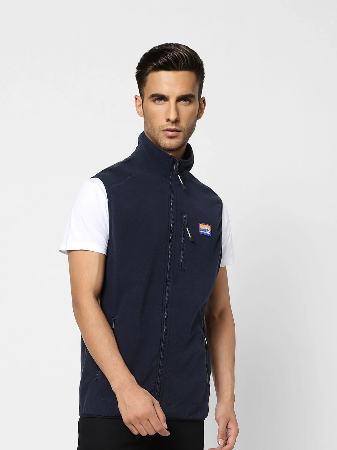Navy Blue Polar Vest Jacket - Image 3