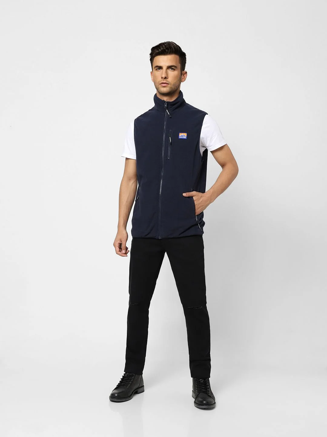Navy Blue Polar Vest Jacket - Image 6