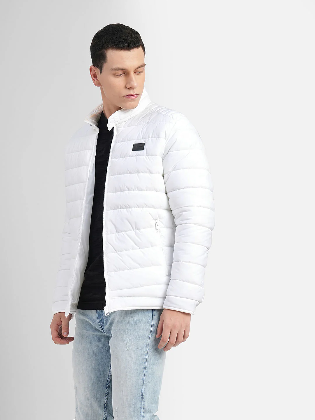 White High Neck Puffer Jacket - Image 3