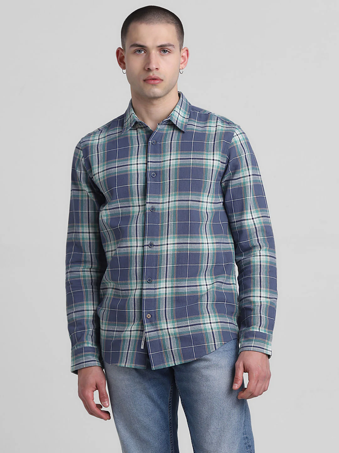 Blue Check Print Full Sleeves Shirt - Image 2