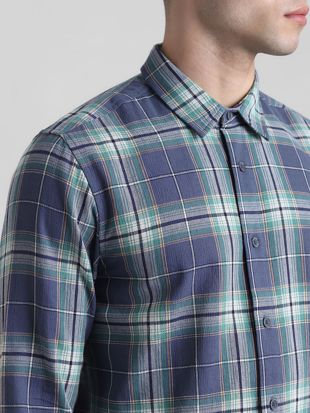 Blue Check Print Full Sleeves Shirt - Image 5