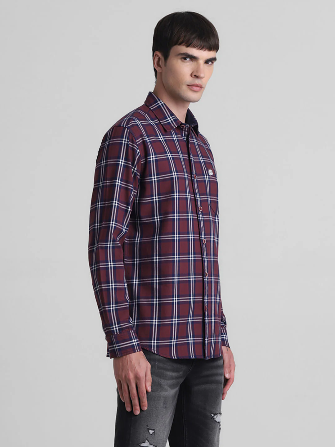Red Check Print Full Sleeves Shirt - Image 3