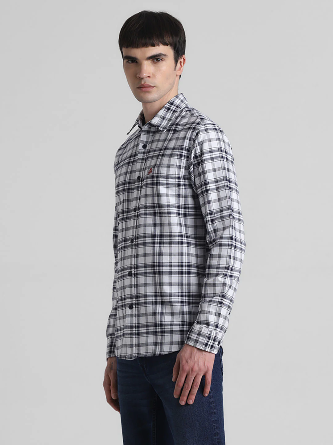 White Check Print Full Sleeves Shirt - Image 3