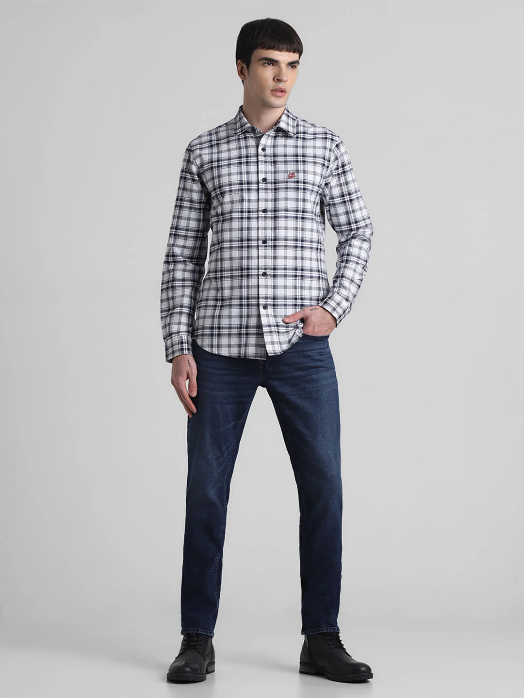 White Check Print Full Sleeves Shirt - Image 6