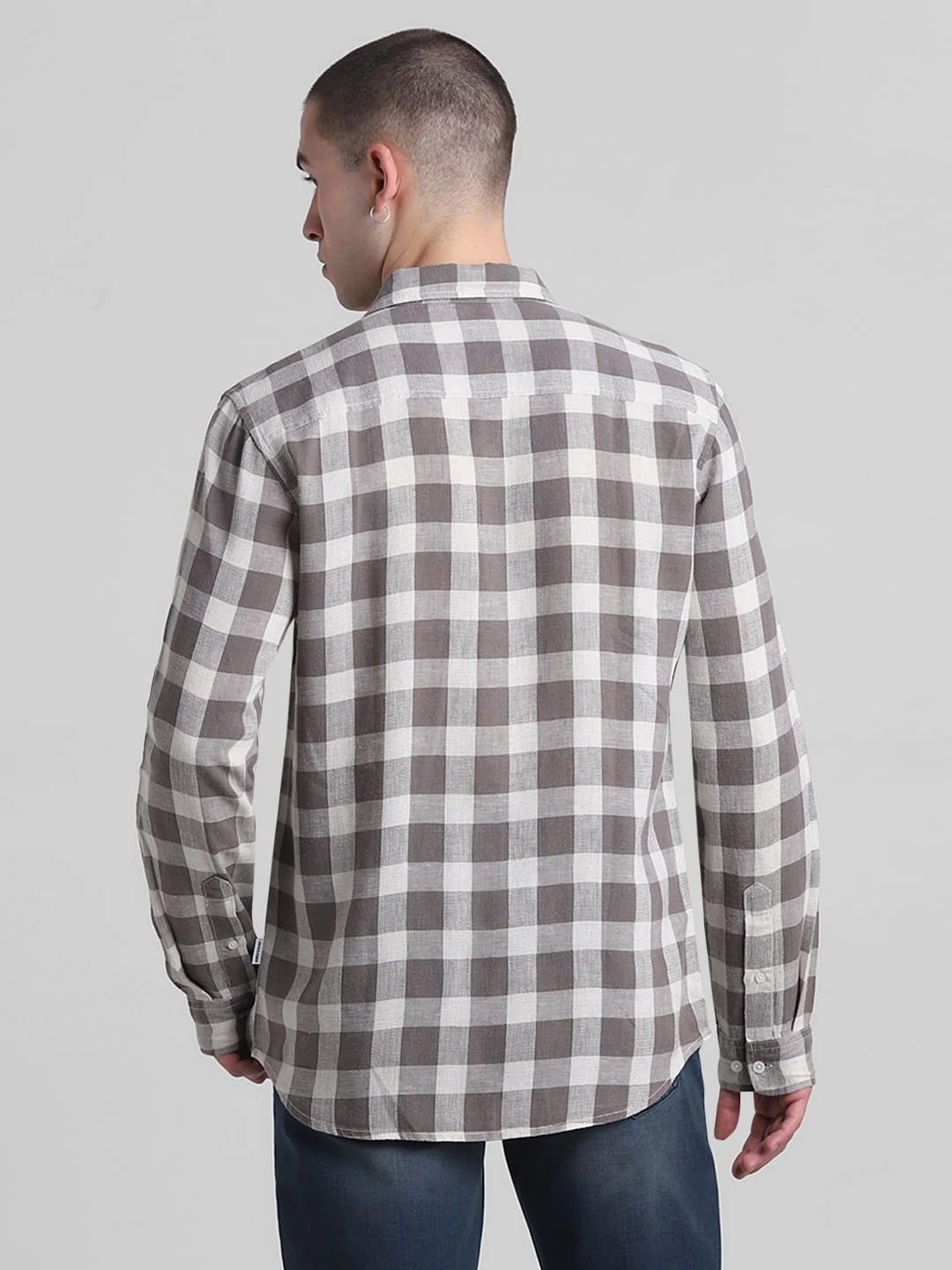 Brown Check Print Full Sleeves Shirt - Image 4