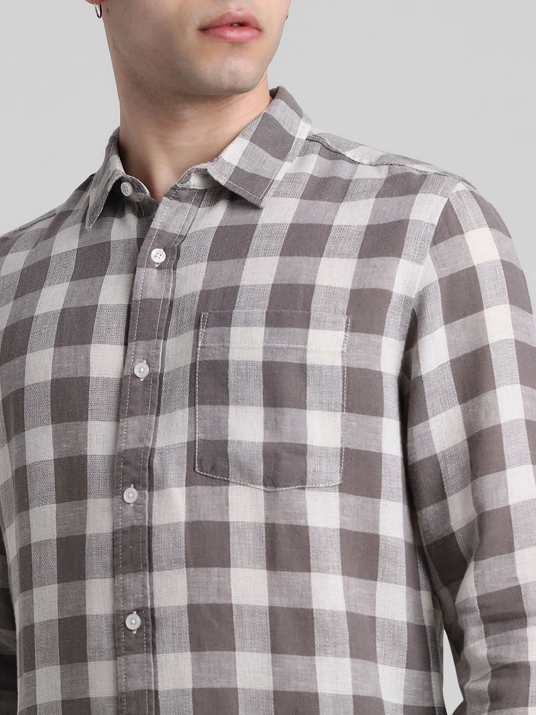 Brown Check Print Full Sleeves Shirt - Image 5