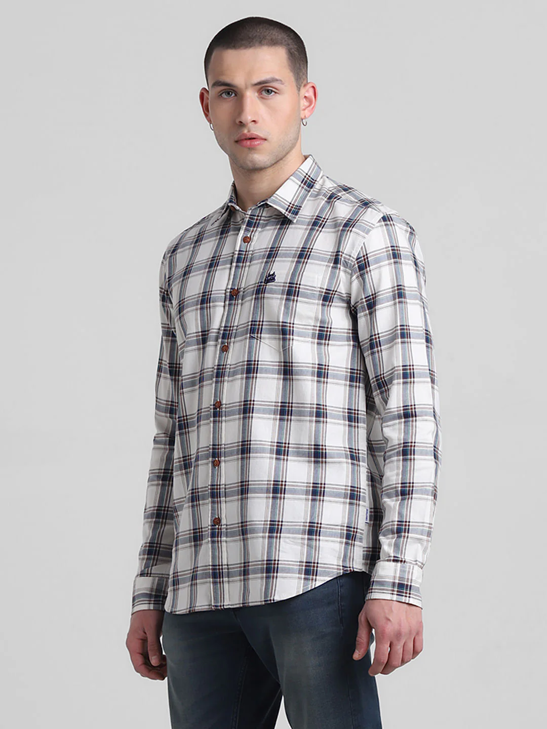 White Check Print Full Sleeves Shirt - Image 3