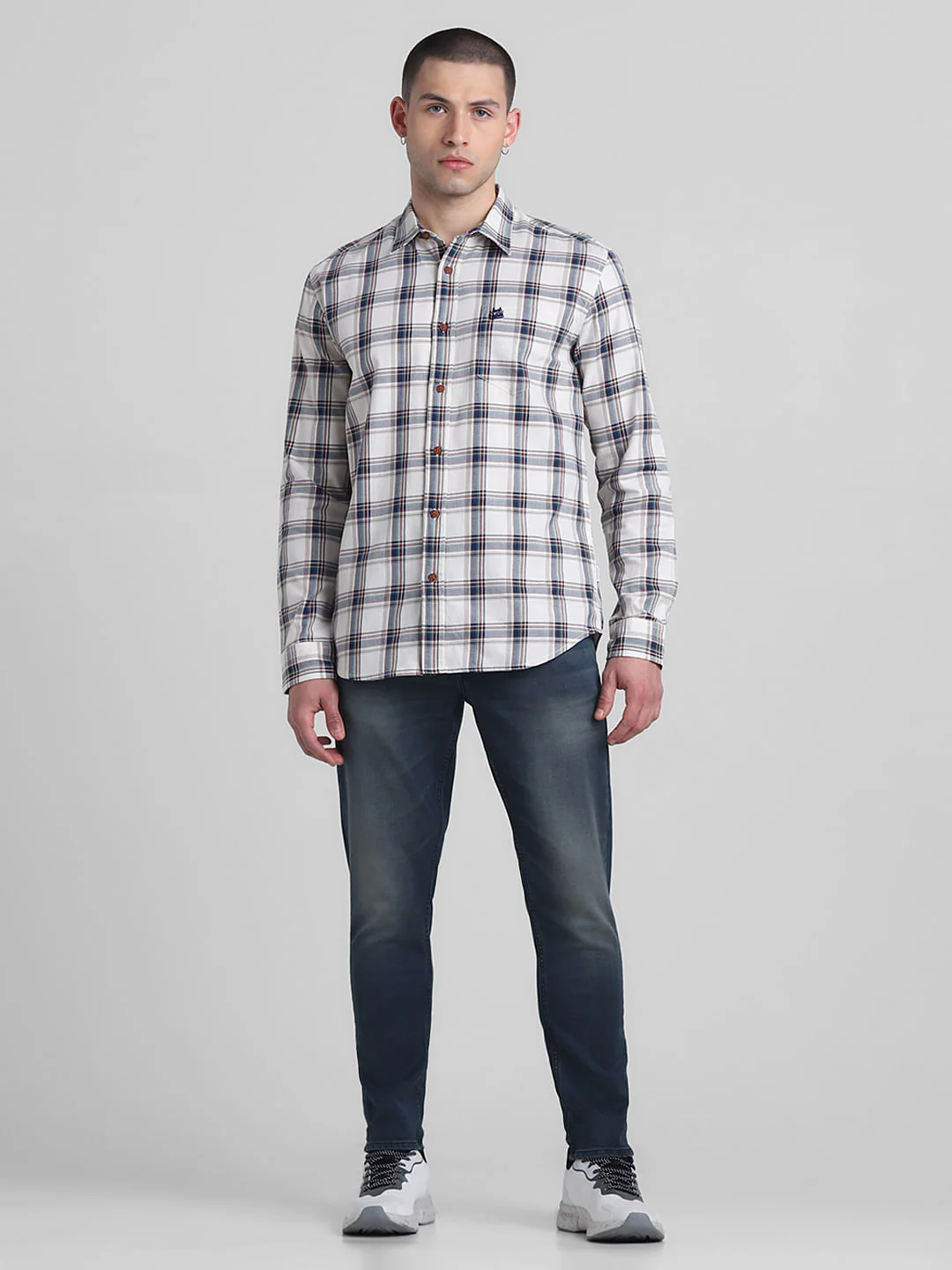 White Check Print Full Sleeves Shirt - Image 6