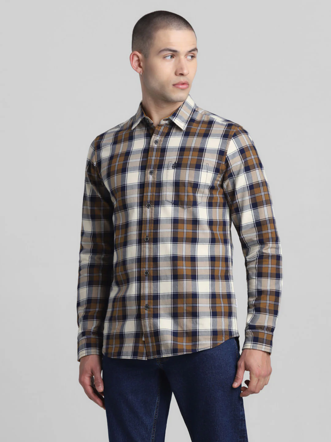 Brown Check Full Sleeves Shirt - Image 2