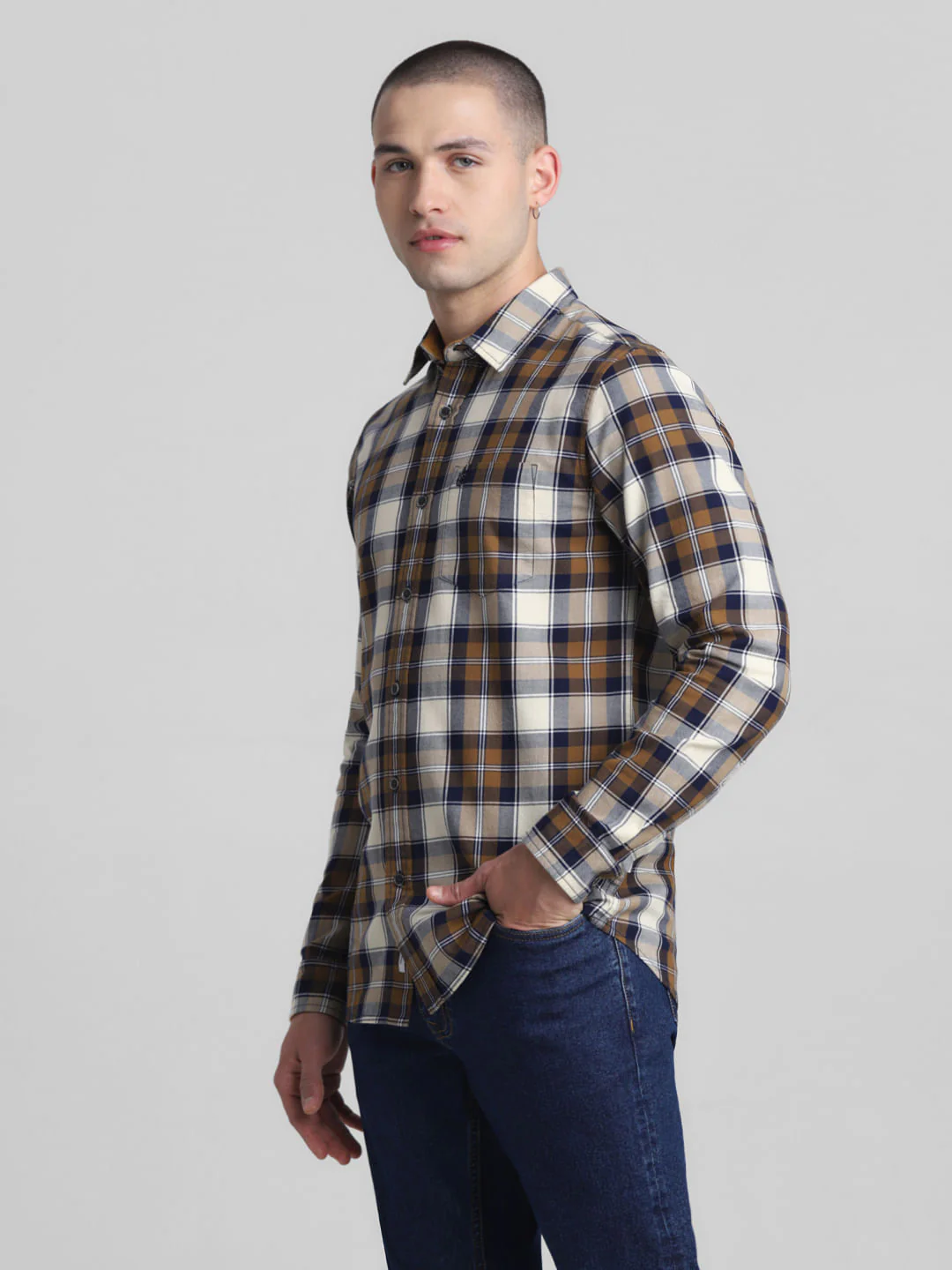 Brown Check Full Sleeves Shirt - Image 3
