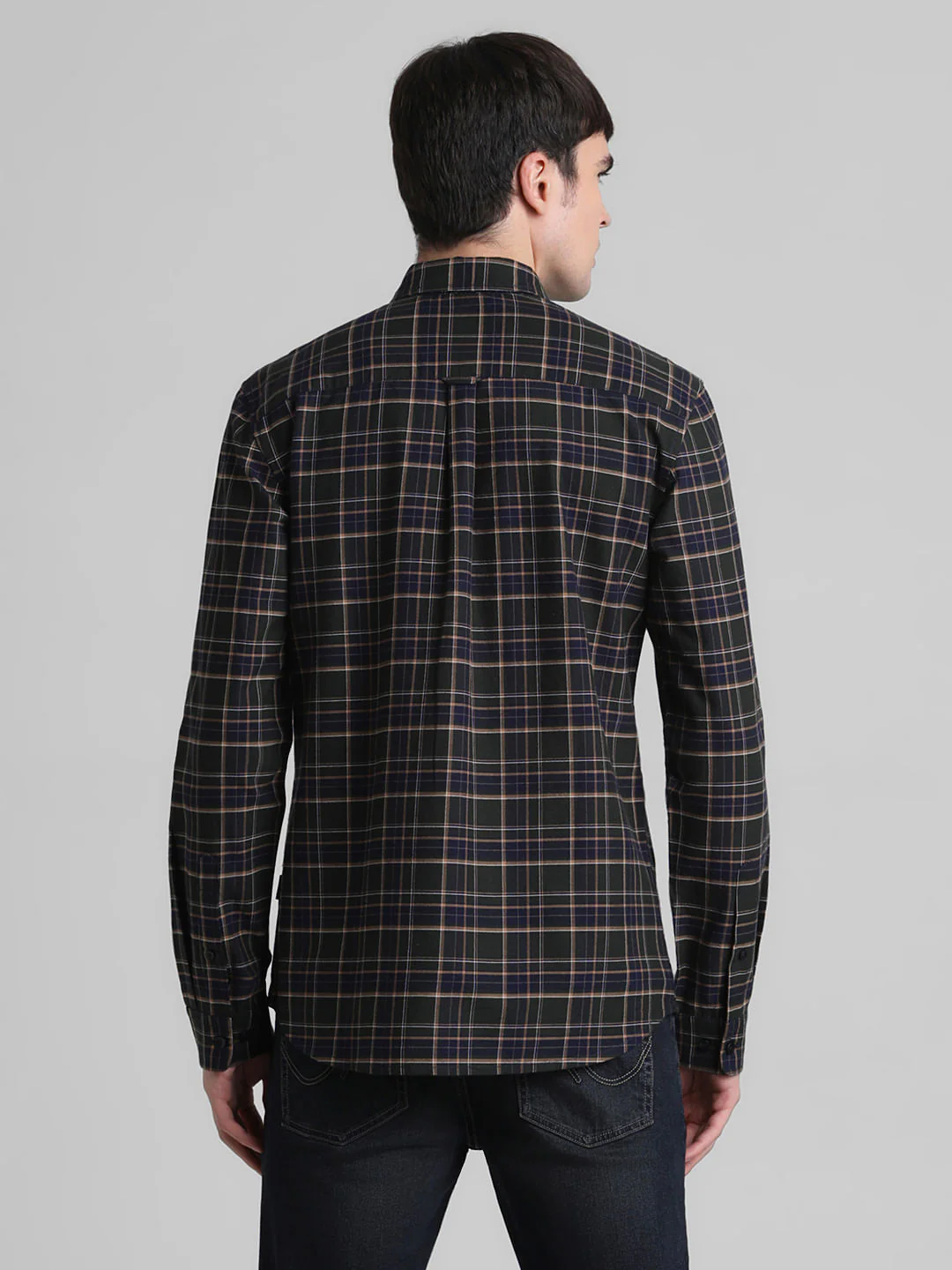Dark Green Check Full Sleeves Shirt - Image 4