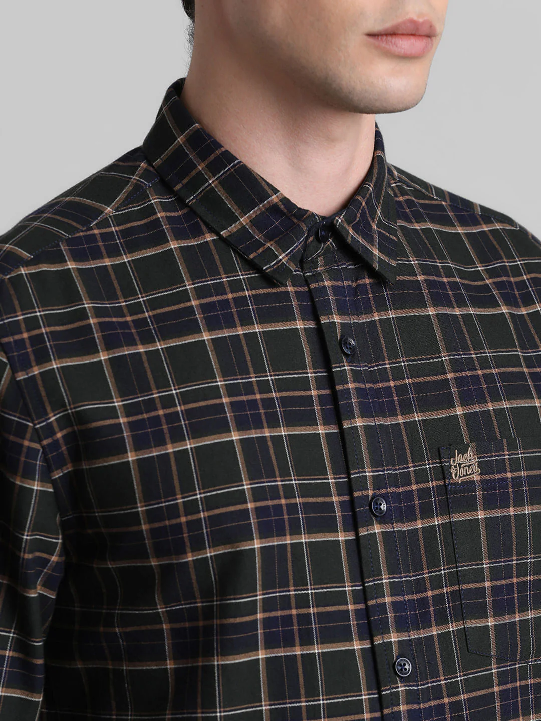 Dark Green Check Full Sleeves Shirt - Image 5