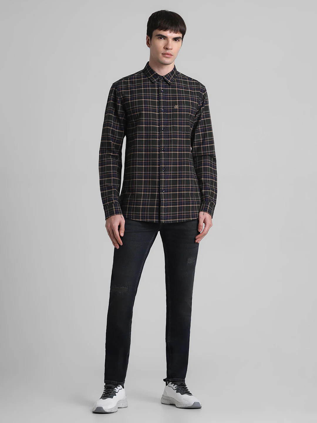 Dark Green Check Full Sleeves Shirt - Image 6