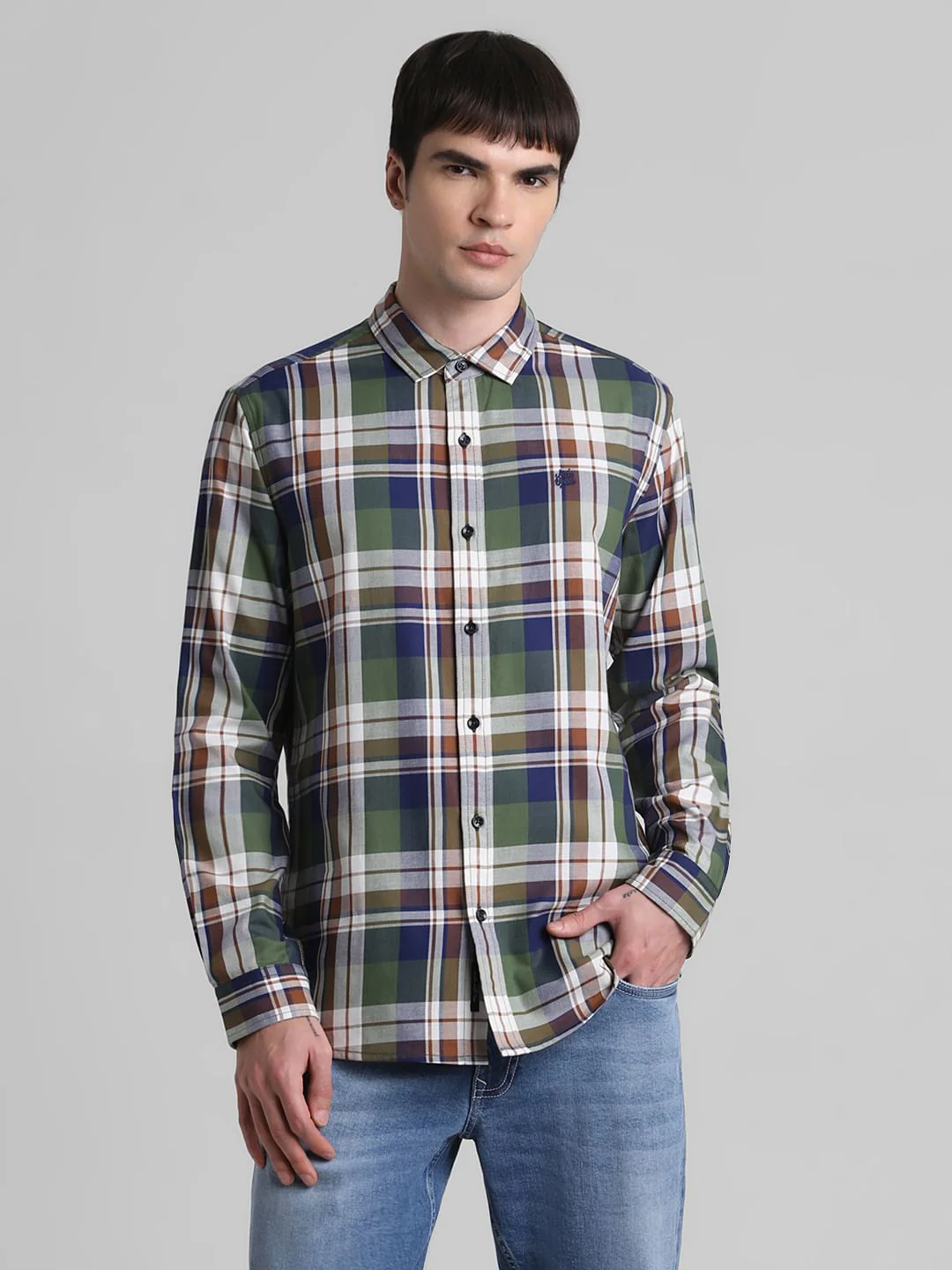 Green Check Full Sleeves Shirt - Image 2