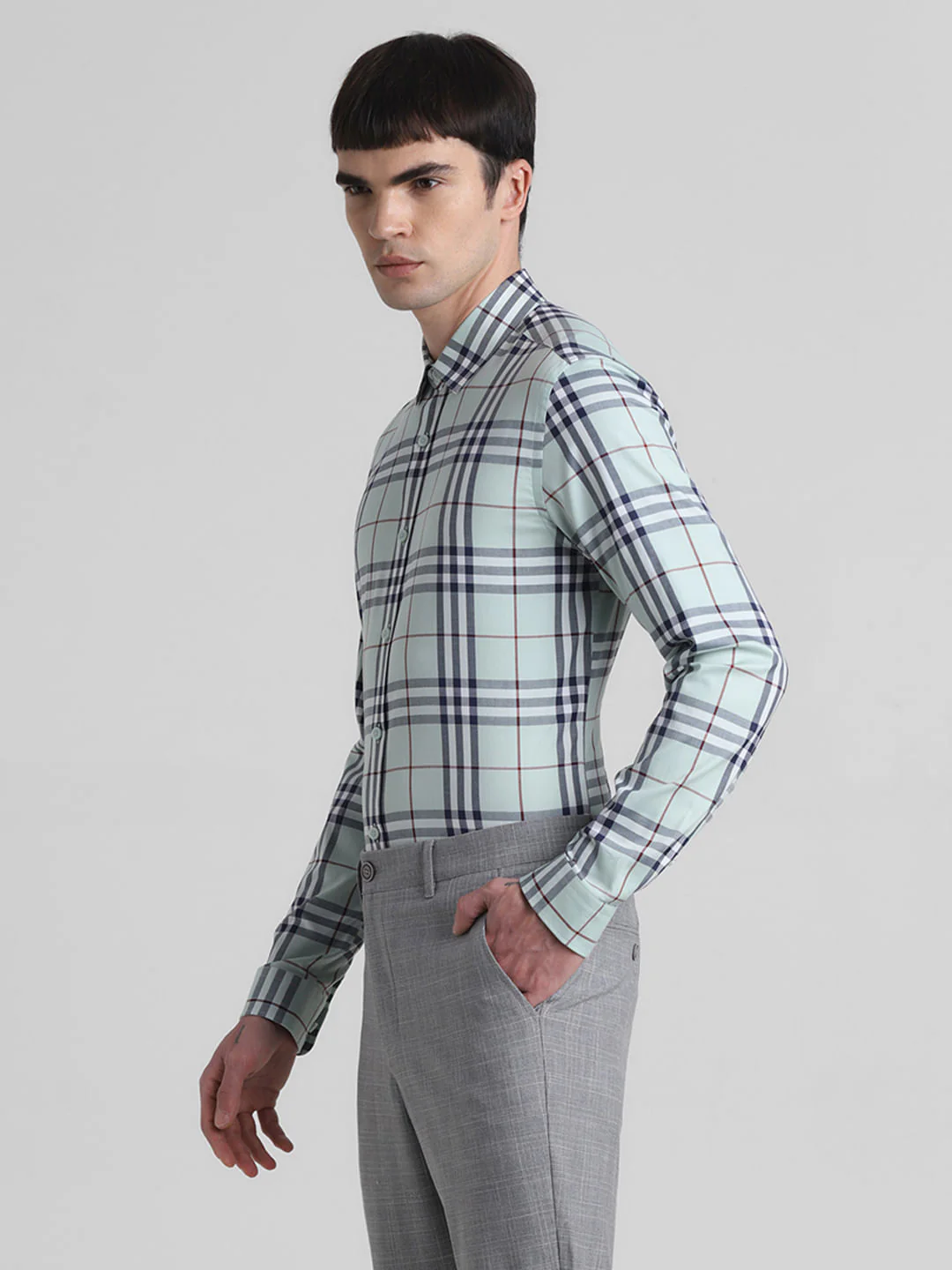 Green Check Print Full Sleeves Shirt - Image 3