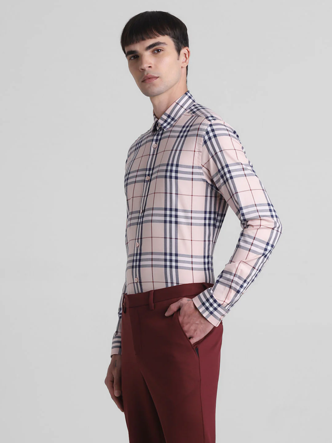 Peach Check Full Sleeves Shirt - Image 3