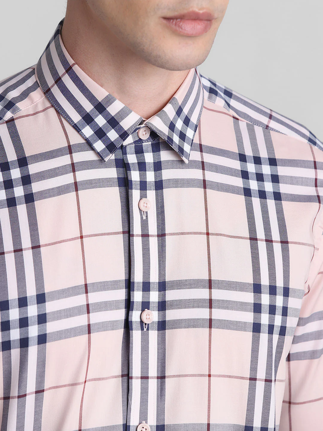 Peach Check Full Sleeves Shirt - Image 5